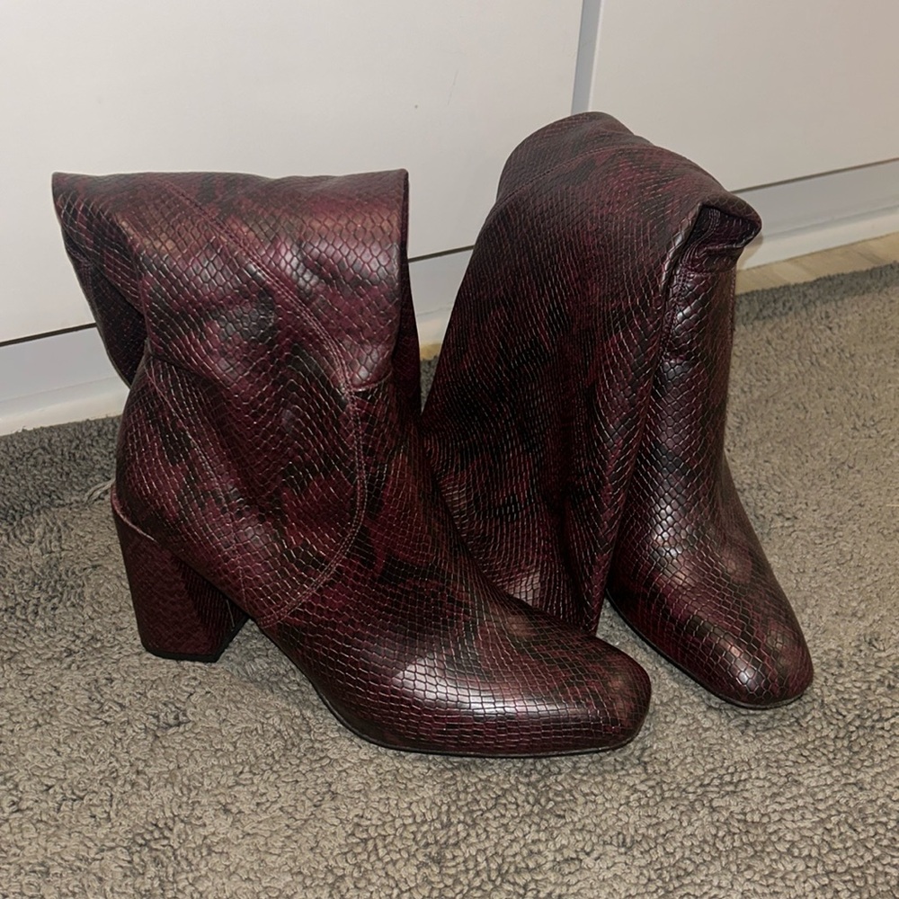 Dark purple snake skin boots